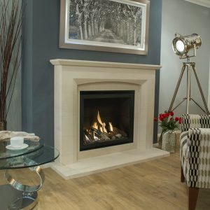 Crystal Fires Connelly Collection Tulsa High Efficiency gas fire Shown with Eco Mereta fireplace.